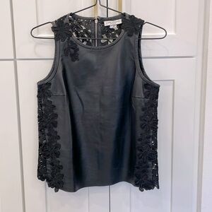 LAMARQUE Collection Bethany Leather and Lace Sleeveless Top